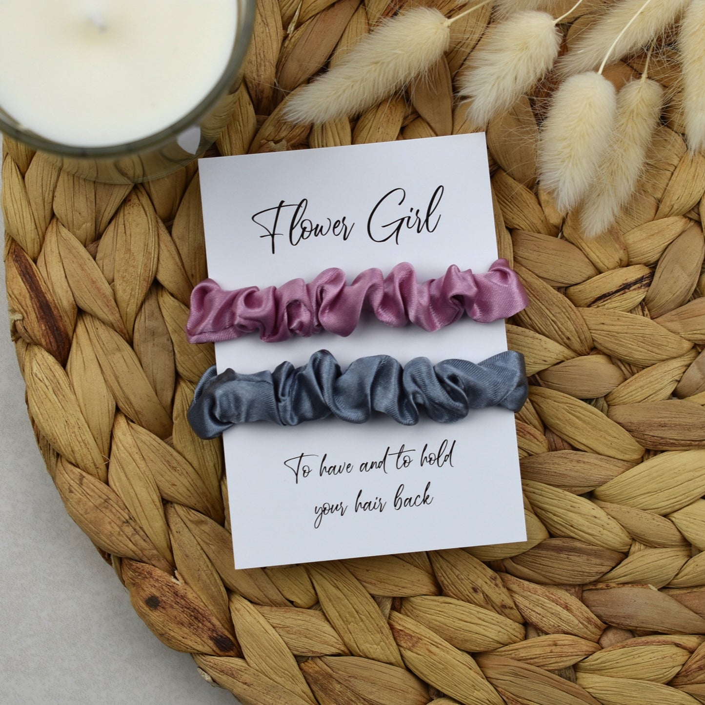 Blush & Silver Wedding Hair Scrunchies