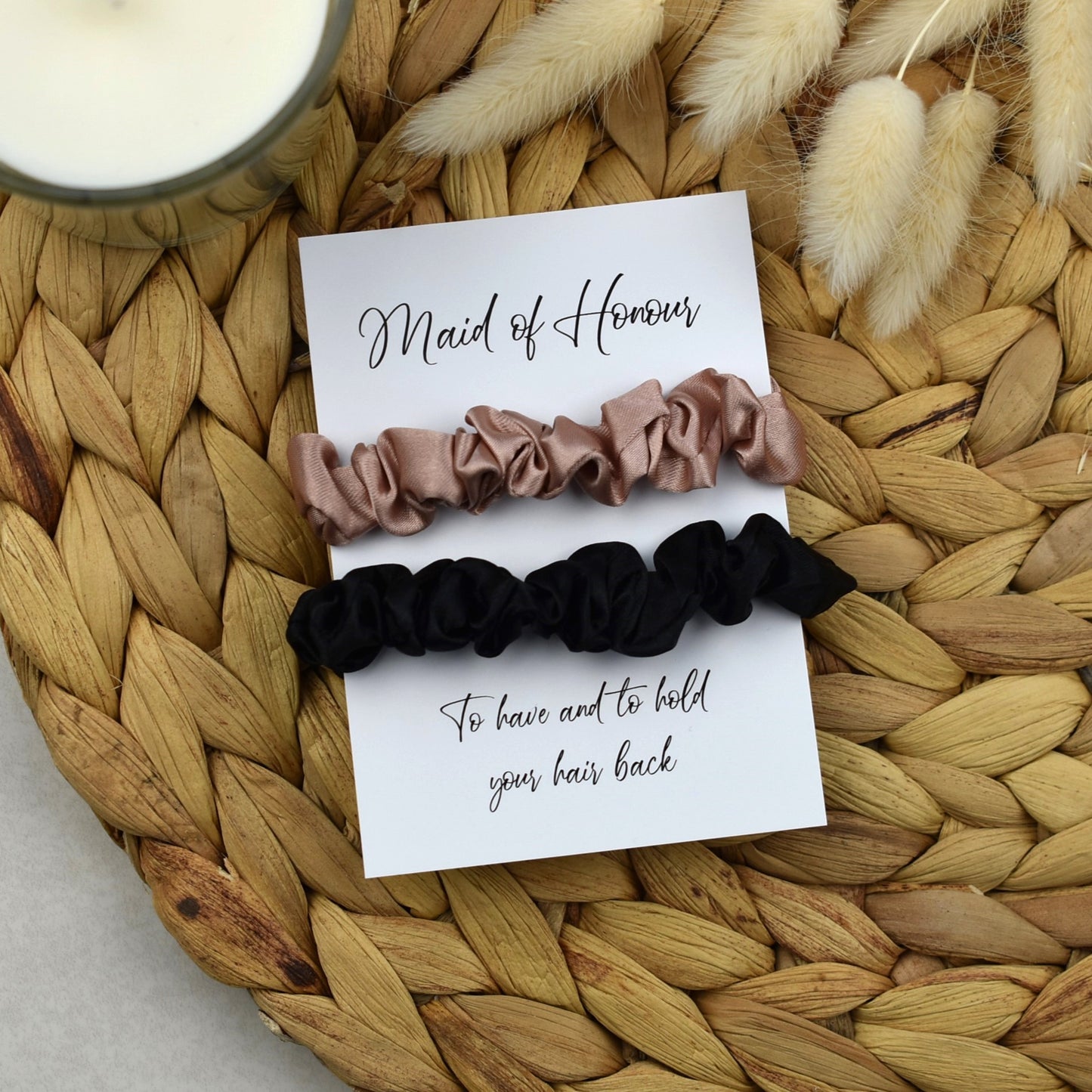 Champagne & Black Wedding Hair Scrunchies