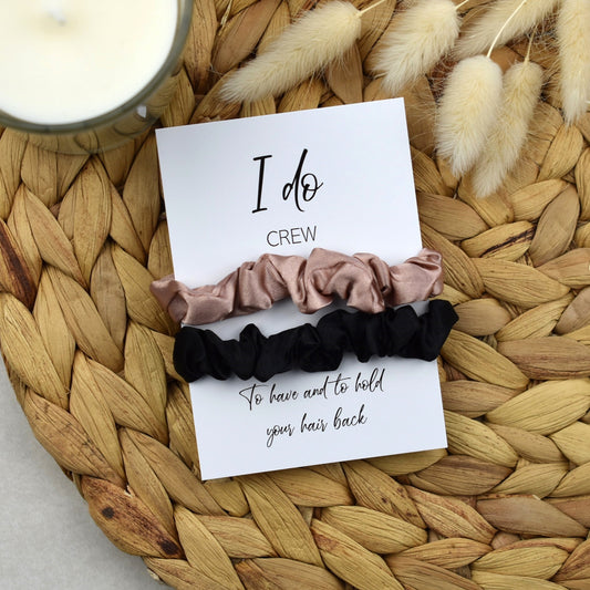 CLEARANCE - Champagne & Black Wedding Hair Scrunchies