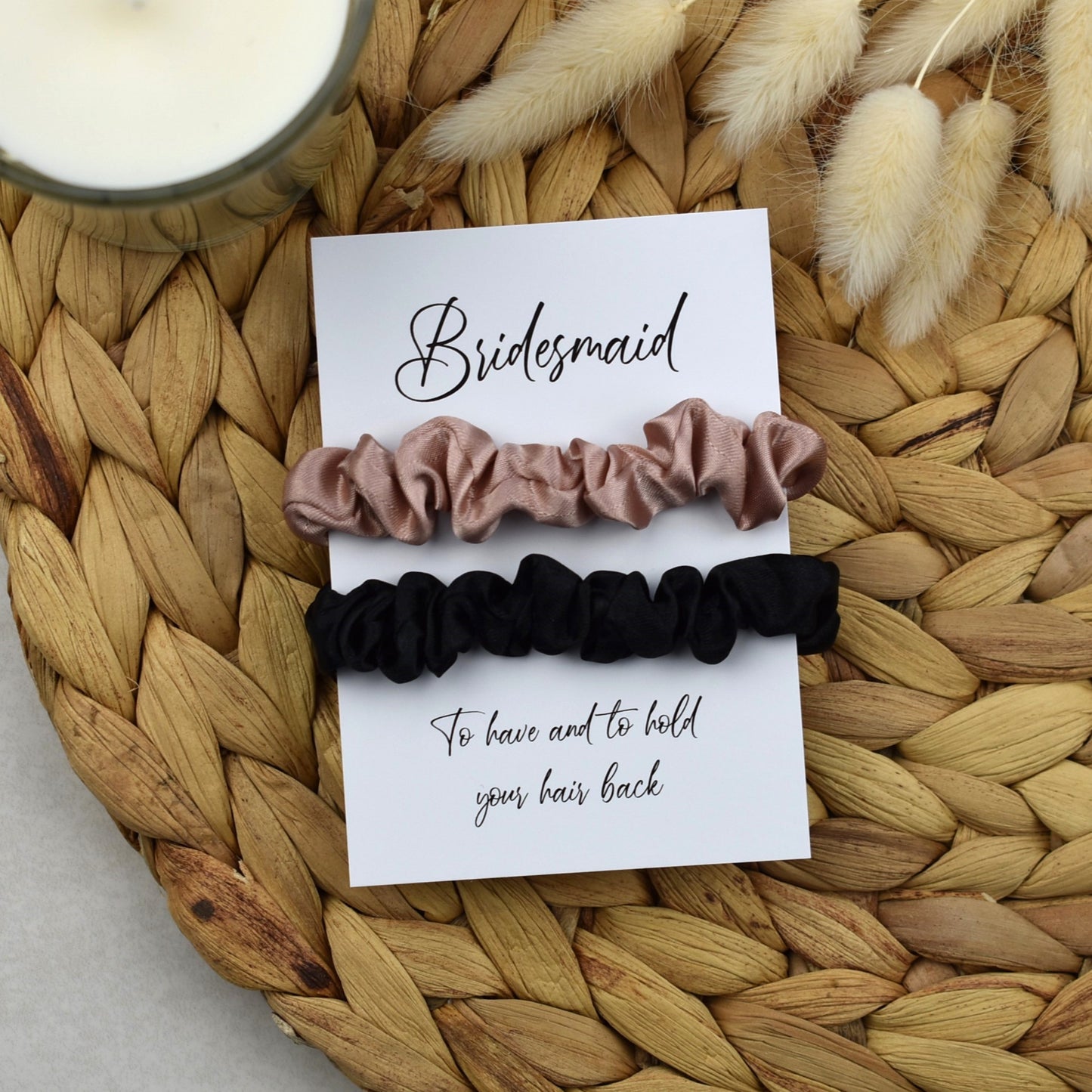 Champagne & Black Wedding Hair Scrunchies