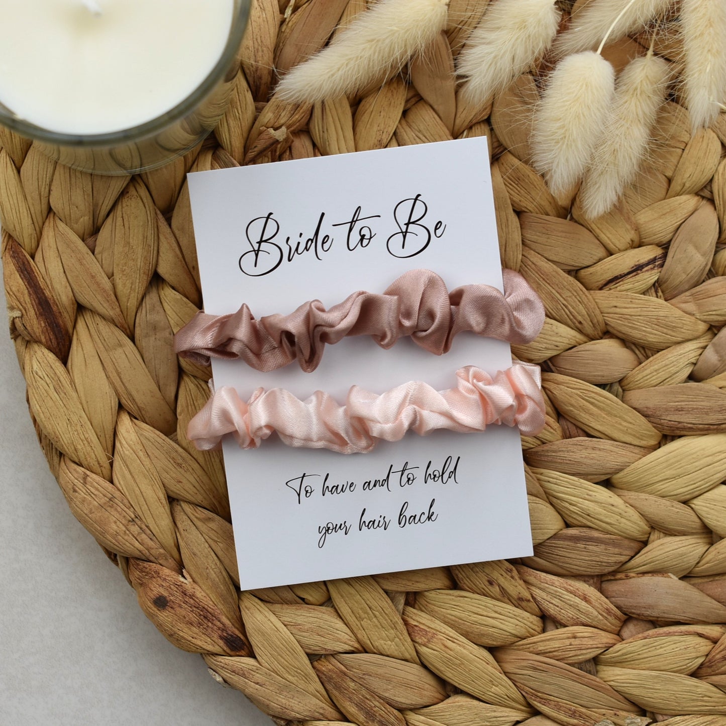Champagne & Pink Wedding Hair Scrunchies