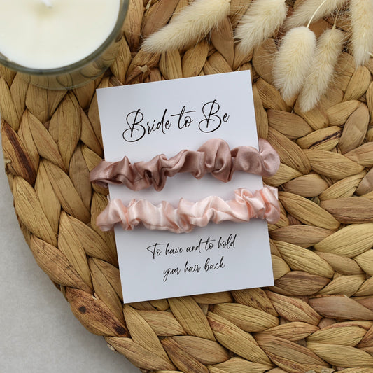 CLEARANCE - Champagne & Pink Wedding Hair Scrunchies