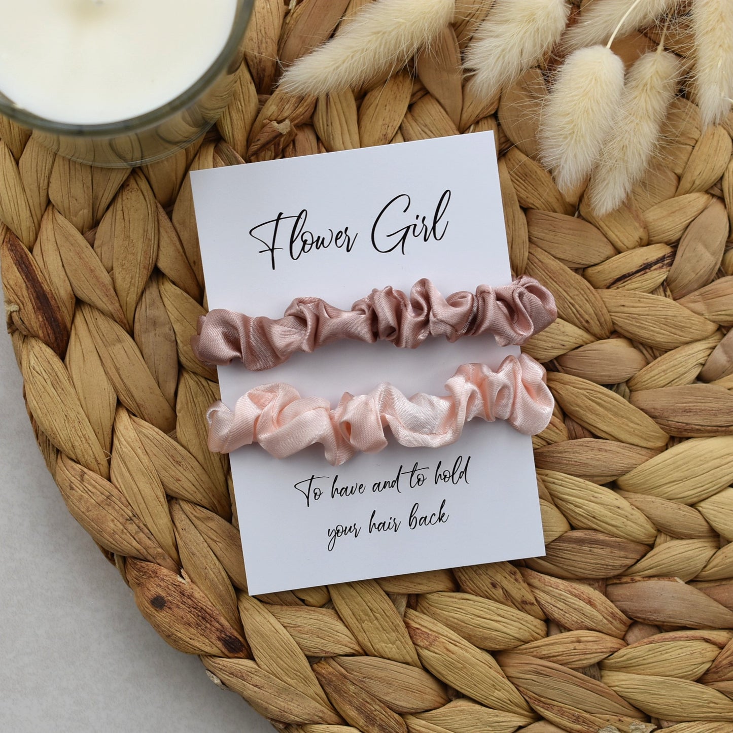 Champagne & Pink Wedding Hair Scrunchies