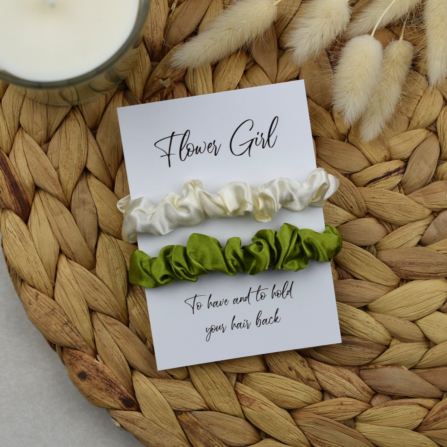 Ivory & Green Wedding Hair Scrunchies