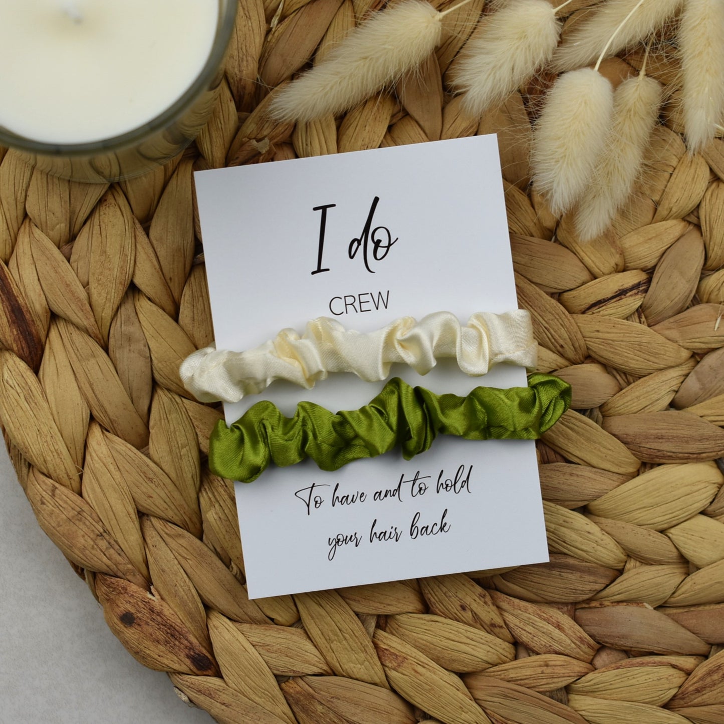 Ivory & Green Wedding Hair Scrunchies