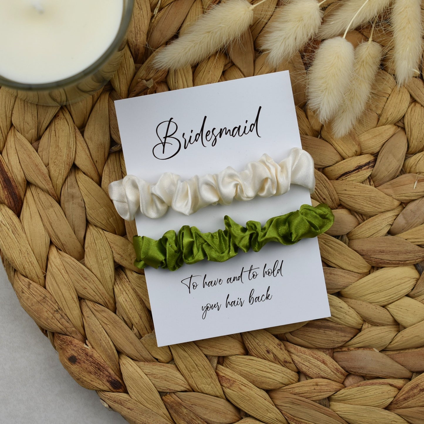 Ivory & Green Wedding Hair Scrunchies
