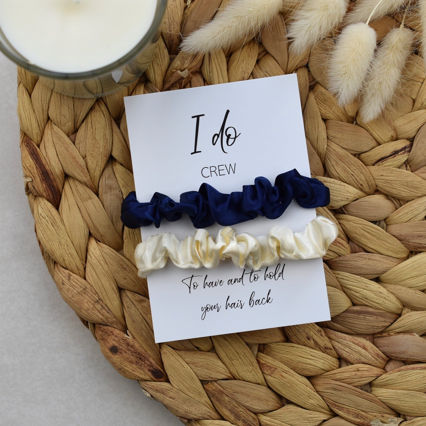 Navy & Ivory Wedding Hair Scrunchies