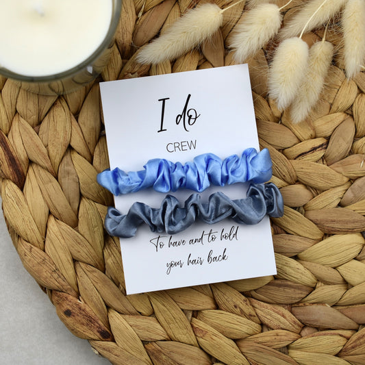 CLEARANCE - Light Blue & Silver Wedding Hair Scrunchies