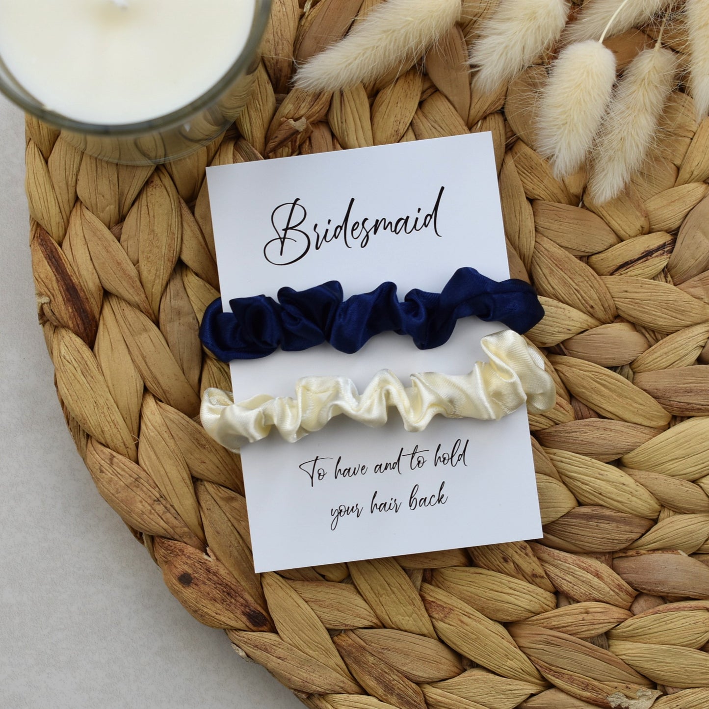 Navy & Ivory Wedding Hair Scrunchies