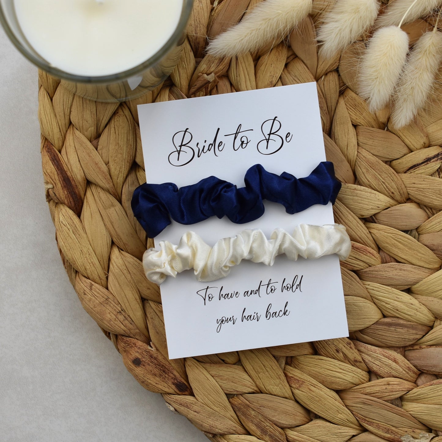 Navy & Ivory Wedding Hair Scrunchies