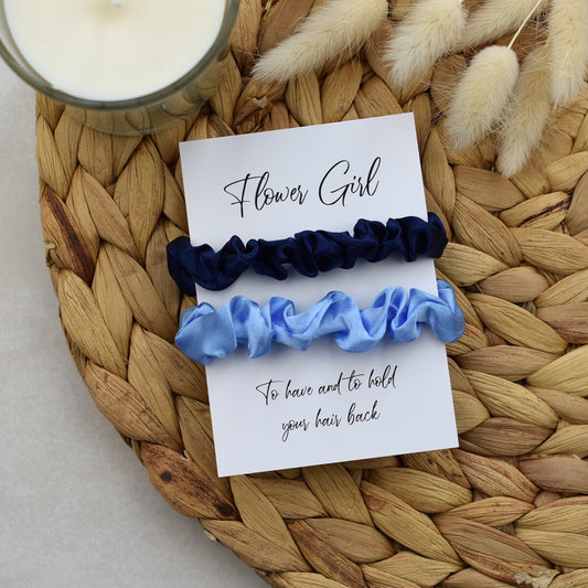 CLEARANCE - Navy & Light Blue Wedding Hair Scrunchies