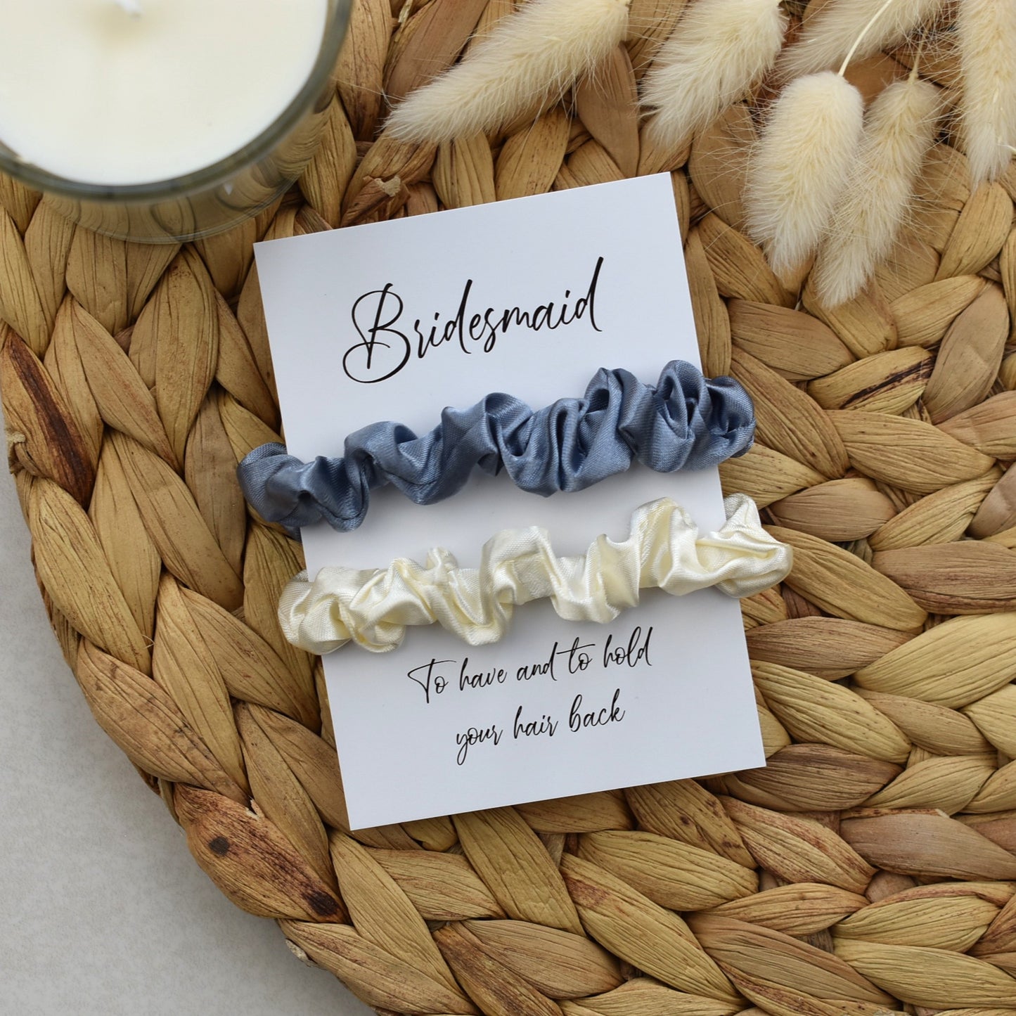 Silver & Ivory Wedding Hair Scrunchies