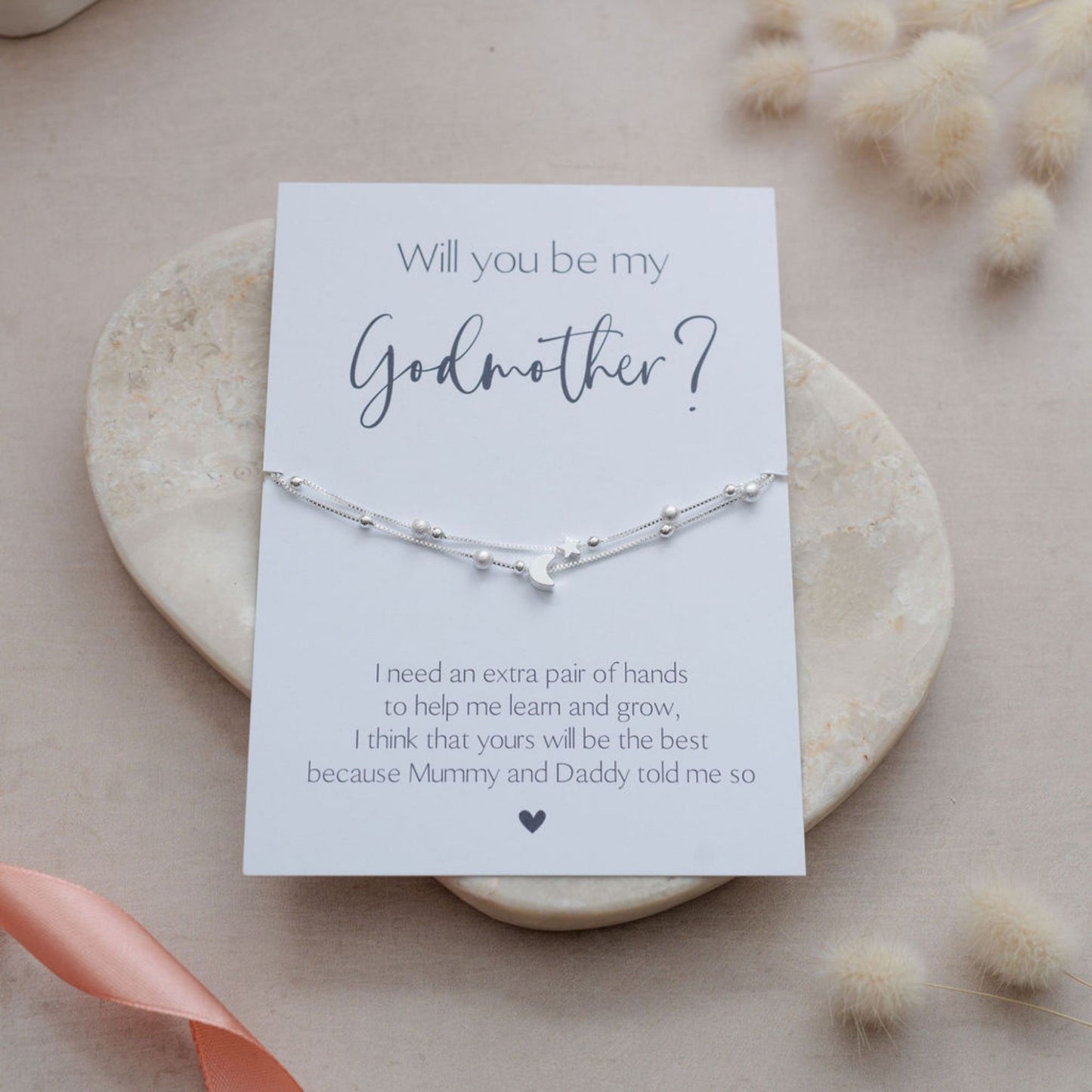 Will You Be My Godmother Bracelet - Star & Moon Charms