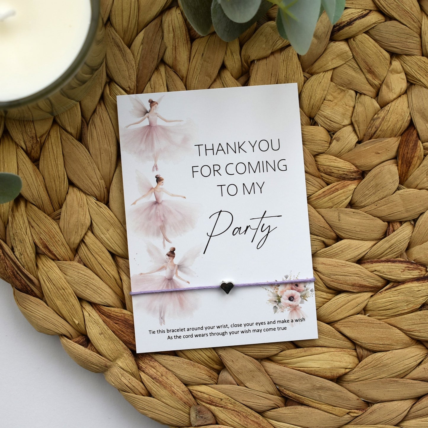 Thank You For Coming To My Party Fairy Wish Bracelet | Heart Charm