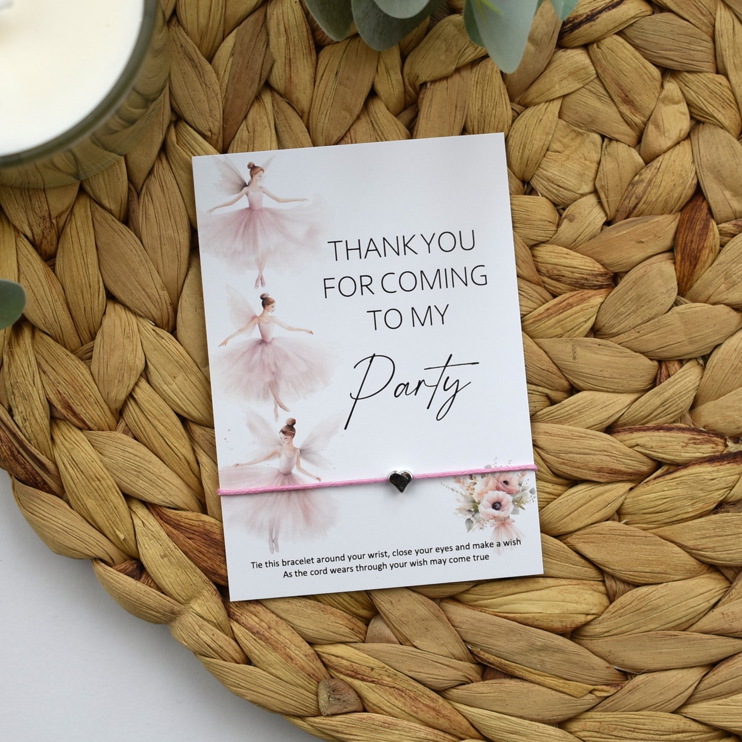 Thank You For Coming To My Party Fairy Wish Bracelet | Heart Charm