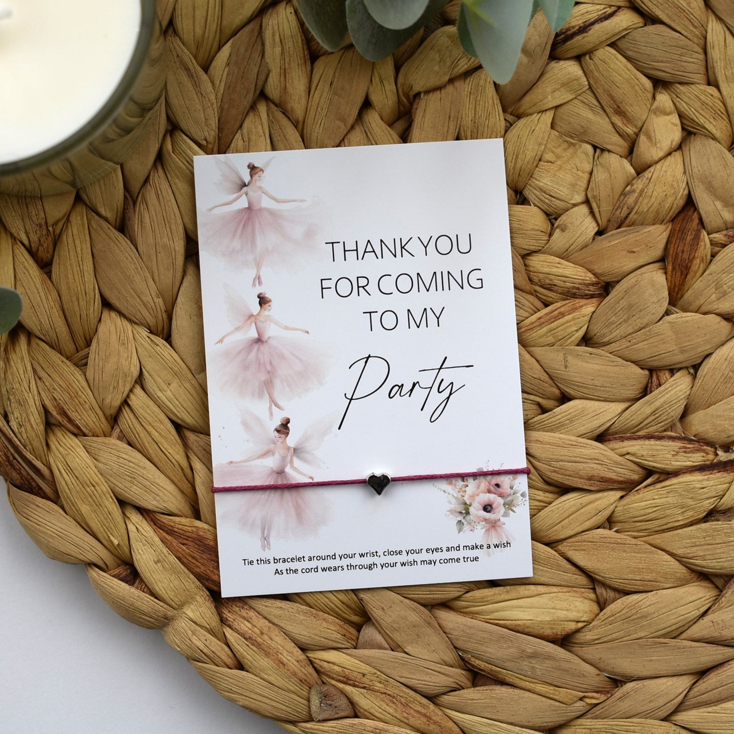 Thank You For Coming To My Party Fairy Wish Bracelet | Heart Charm