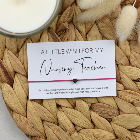 CLEARANCE - A Little Wish For My Nursery Teacher Wish Bracelet | Heart Charm