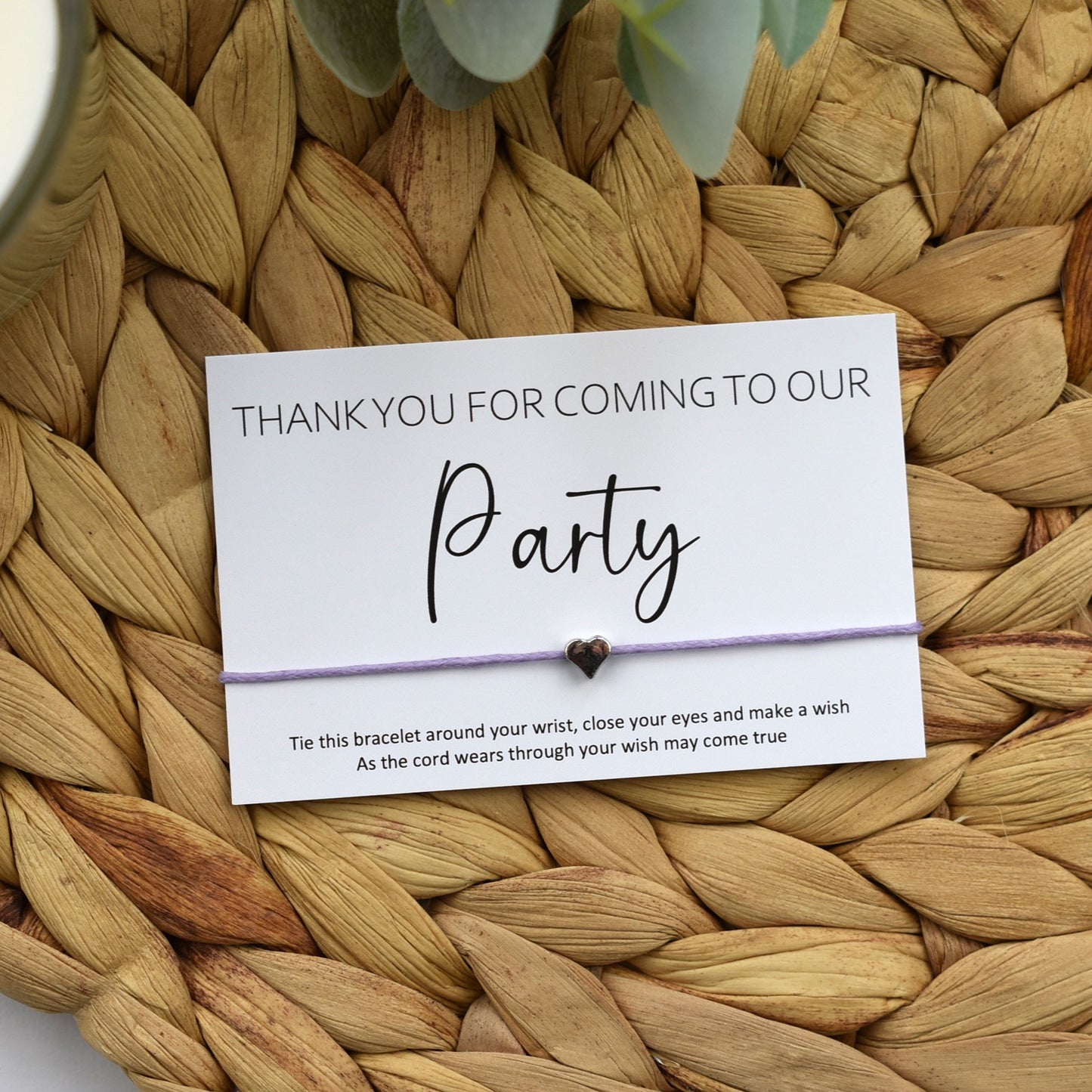 Thank You For Coming To Our Party Wish Bracelet | Heart Charm