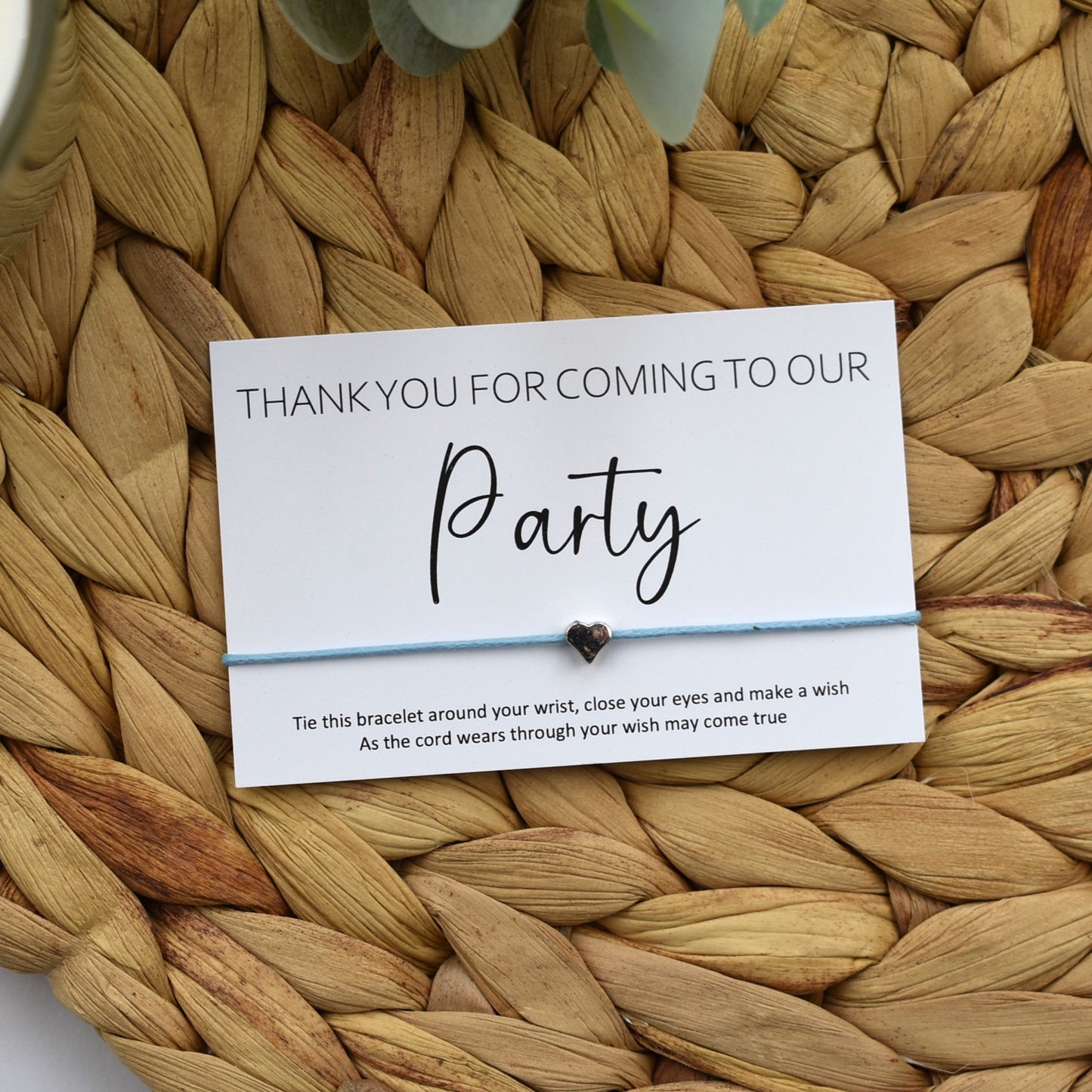 Thank You For Coming To Our Party Wish Bracelet | Heart Charm