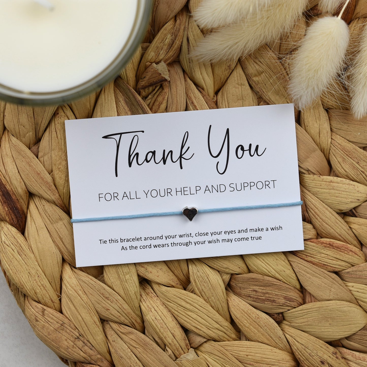 Thank You For All Your Help And Support Wish Bracelet | Heart Charm