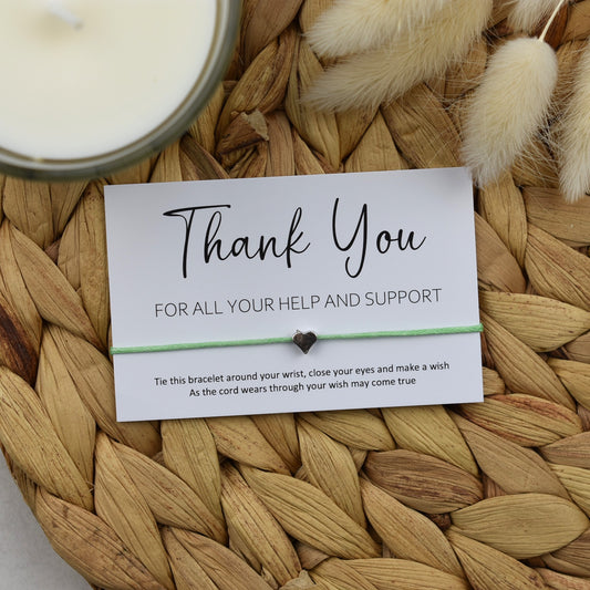 CLEARANCE - Thank You For All Your Help And Support Wish Bracelet | Heart Charm