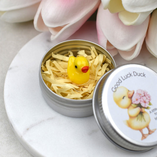 Lucky Duck Keepsake in Tin – A Tiny Gift of Good Luck & Encouragement - Yellow Duck