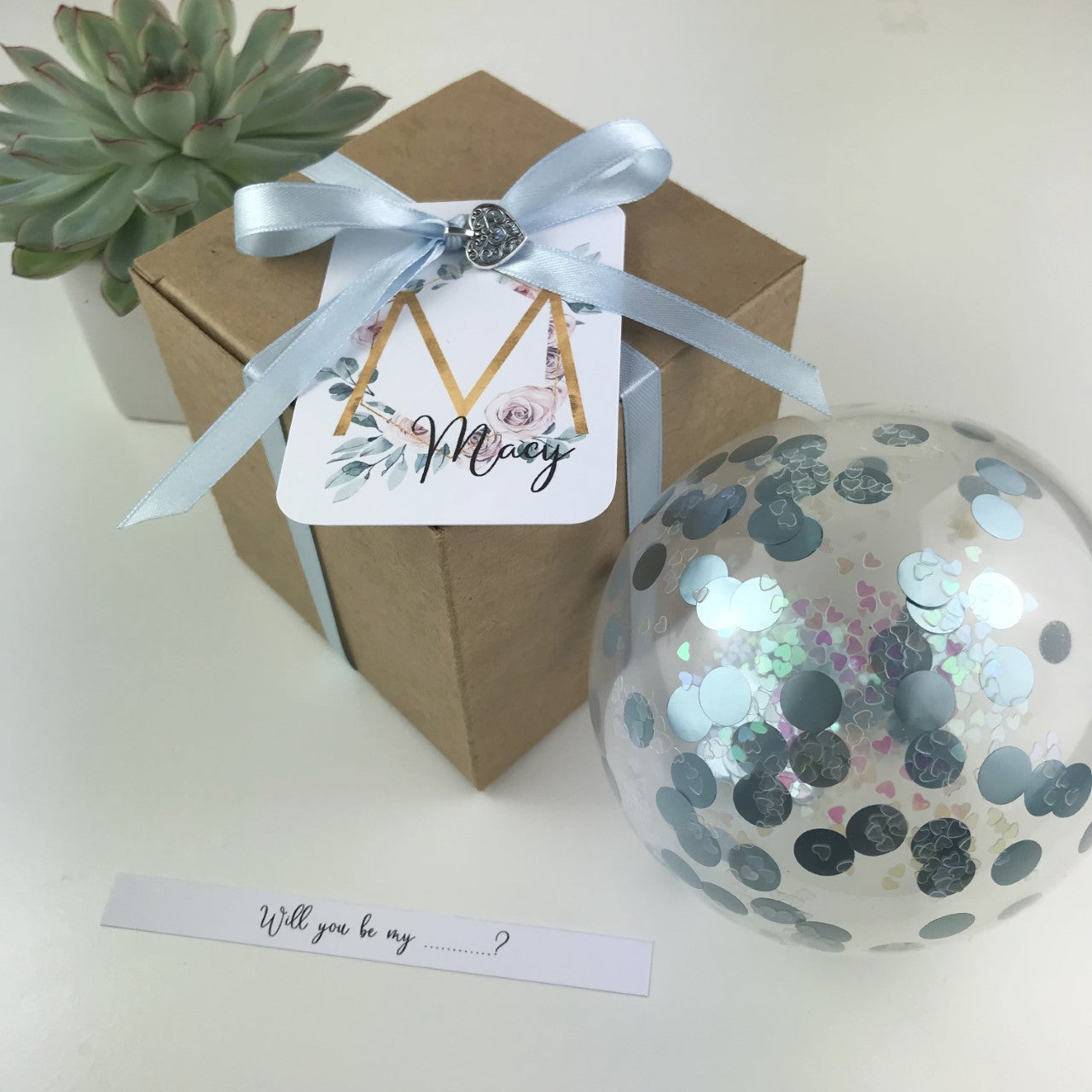 Personalised Deluxe Blue Balloon Proposal Box
