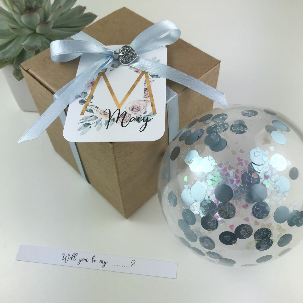 Personalised Deluxe Blue Balloon Proposal Box