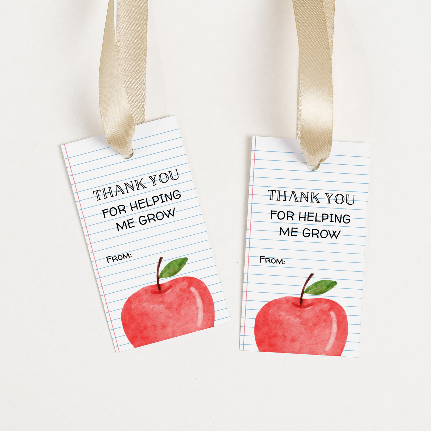 DIGITAL Thank You For Helping Me Grow Gift Tag - Apple (4014)