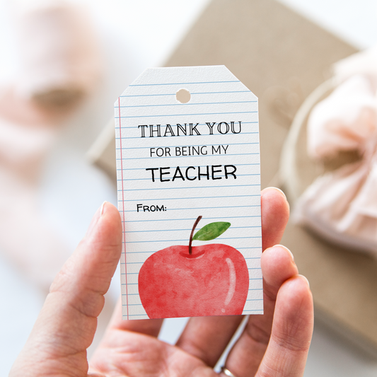 DIGITAL Teacher Thank You Gift Tag - Apple (4011)