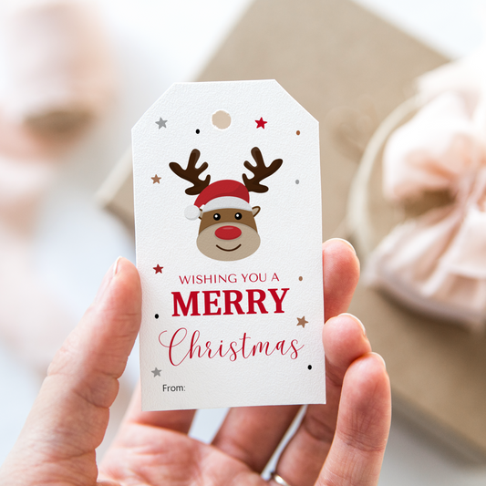 DIGITAL Reindeer Merry Christmas Gift Tag (1067)