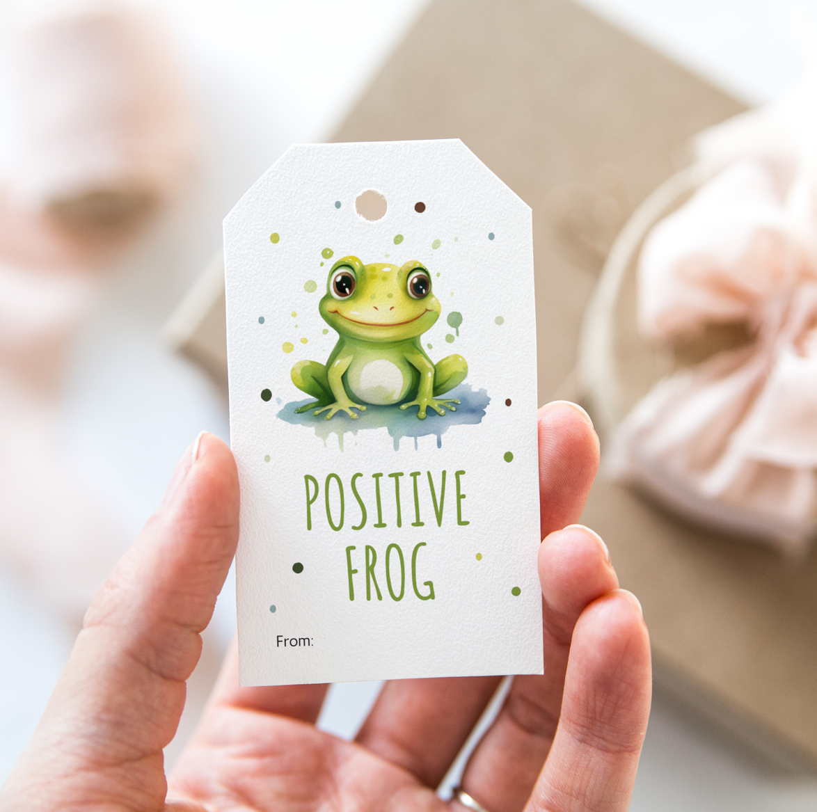 DIGITAL Positive Frog Gift Tag (7010)