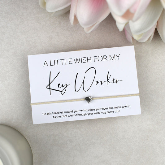 CLEARANCE  - A Little Wish For My Key Worker Wish Bracelet | Heart Charm