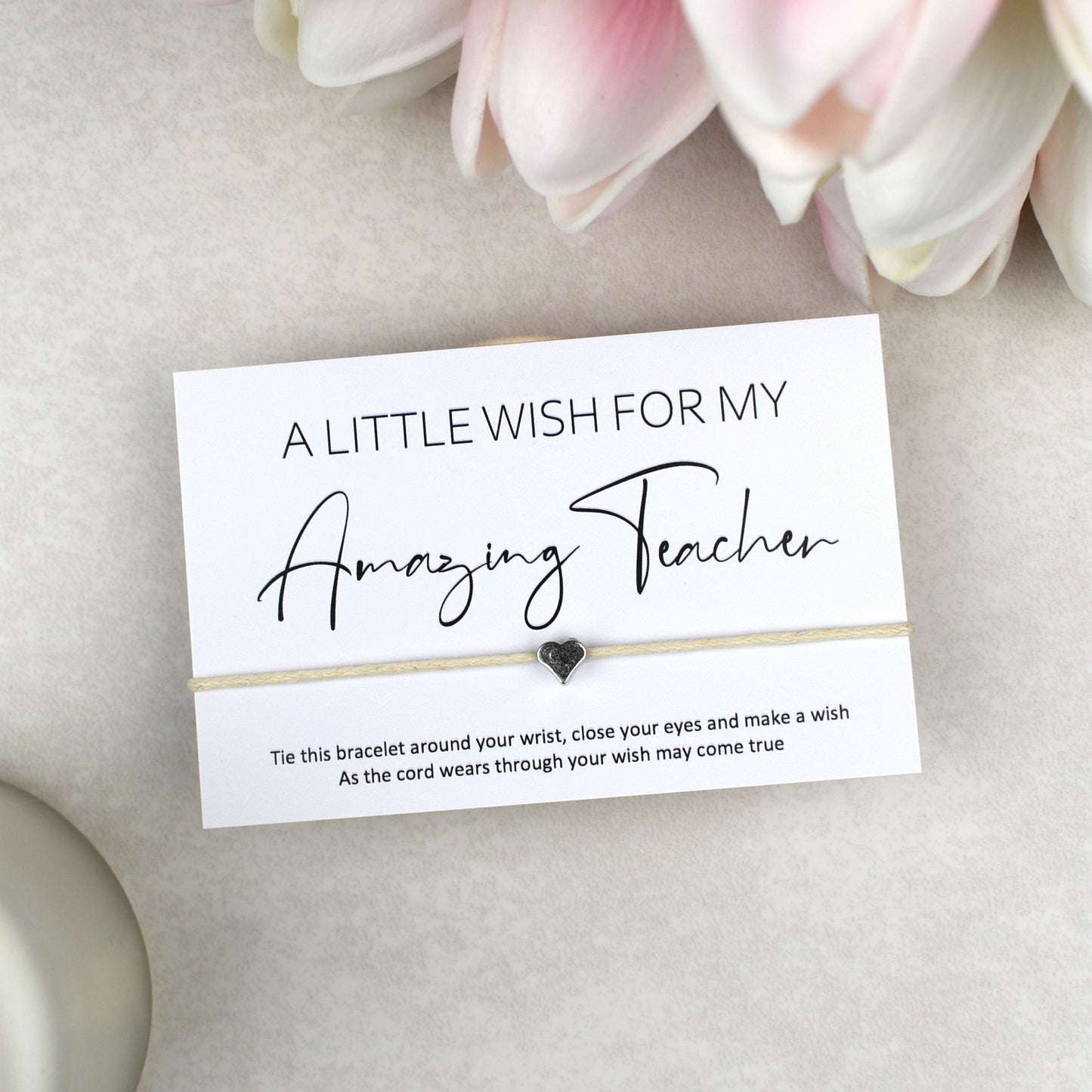 CLEARANCE - A Little Wish For My Amazing Teacher Wish Bracelet | Heart Charm