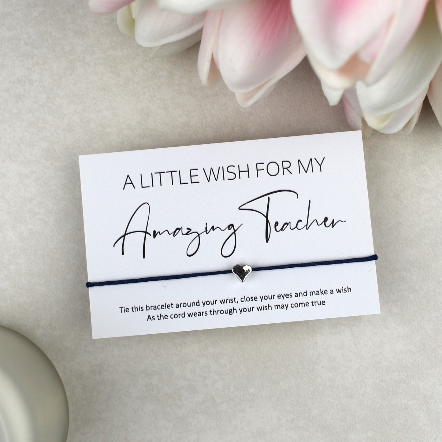CLEARANCE - A Little Wish For My Amazing Teacher Wish Bracelet | Heart Charm