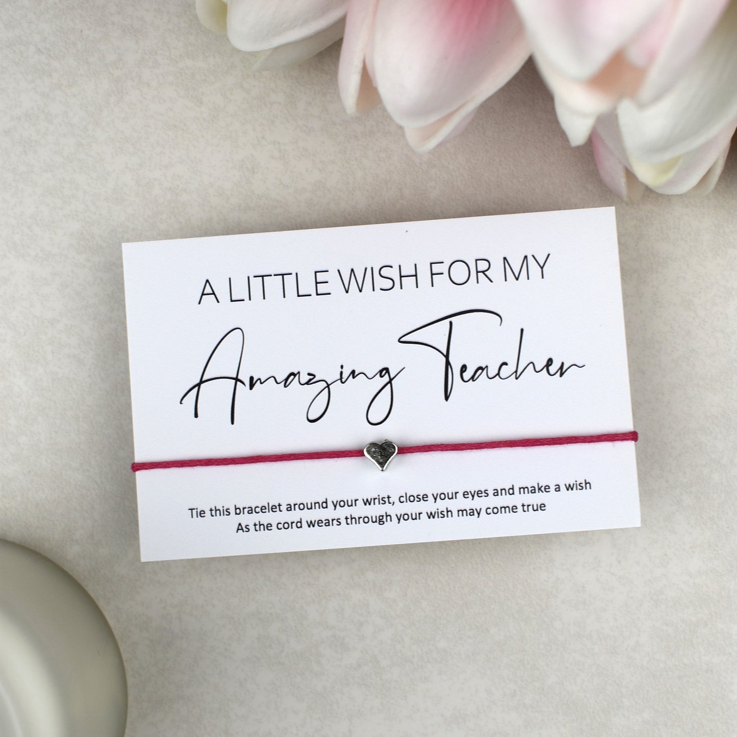 CLEARANCE - A Little Wish For My Amazing Teacher Wish Bracelet | Heart Charm