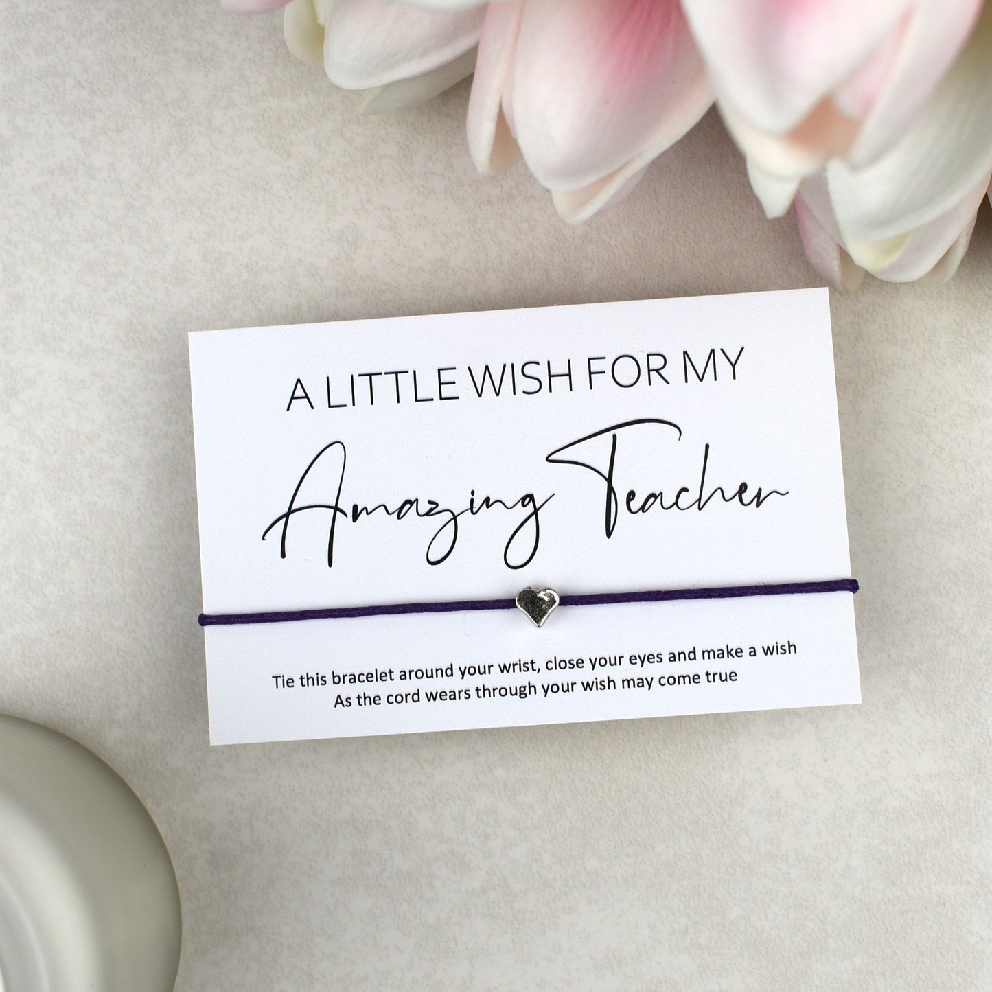 CLEARANCE - A Little Wish For My Amazing Teacher Wish Bracelet | Heart Charm