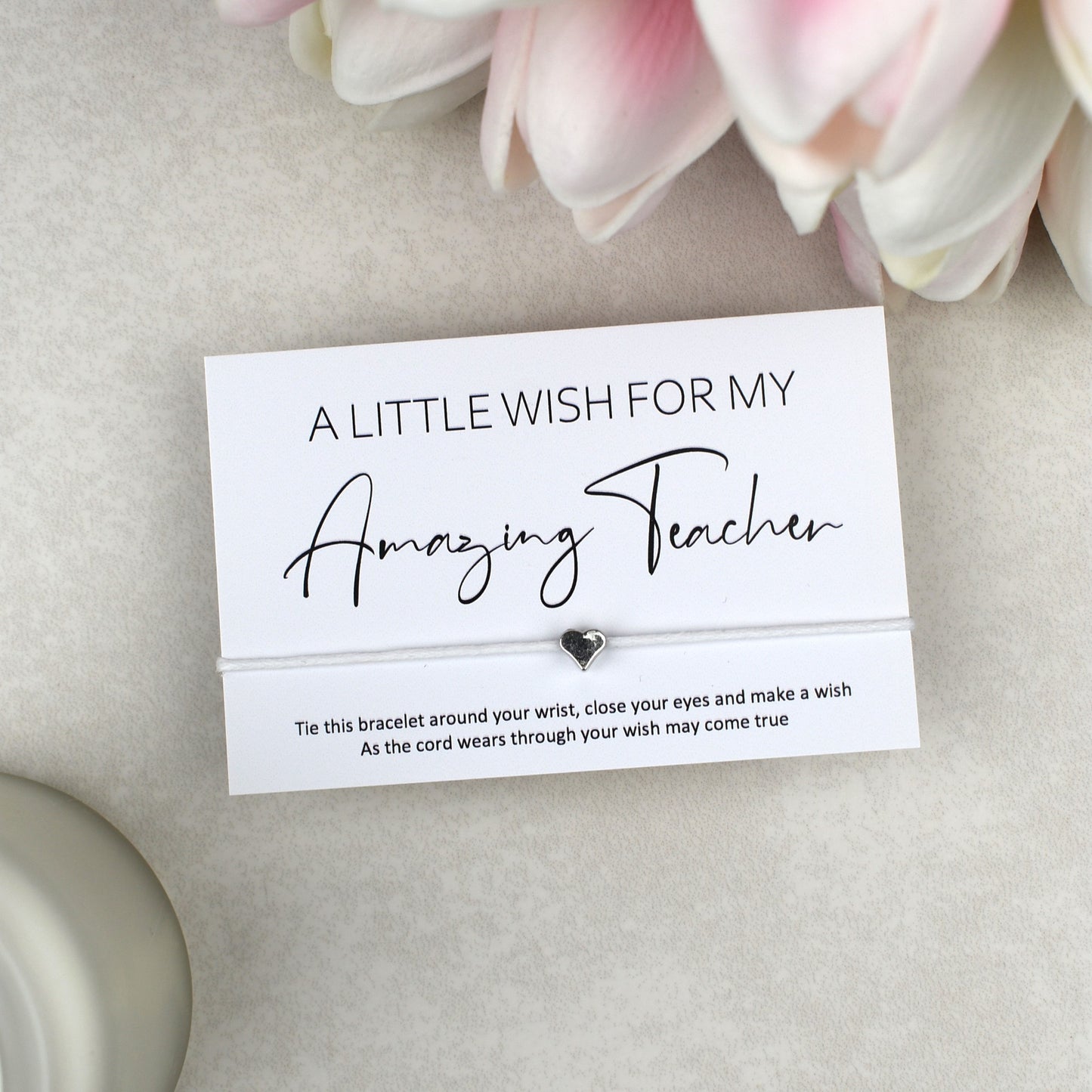 CLEARANCE - A Little Wish For My Amazing Teacher Wish Bracelet | Heart Charm