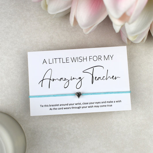 CLEARANCE - A Little Wish For My Amazing Teacher Wish Bracelet | Heart Charm