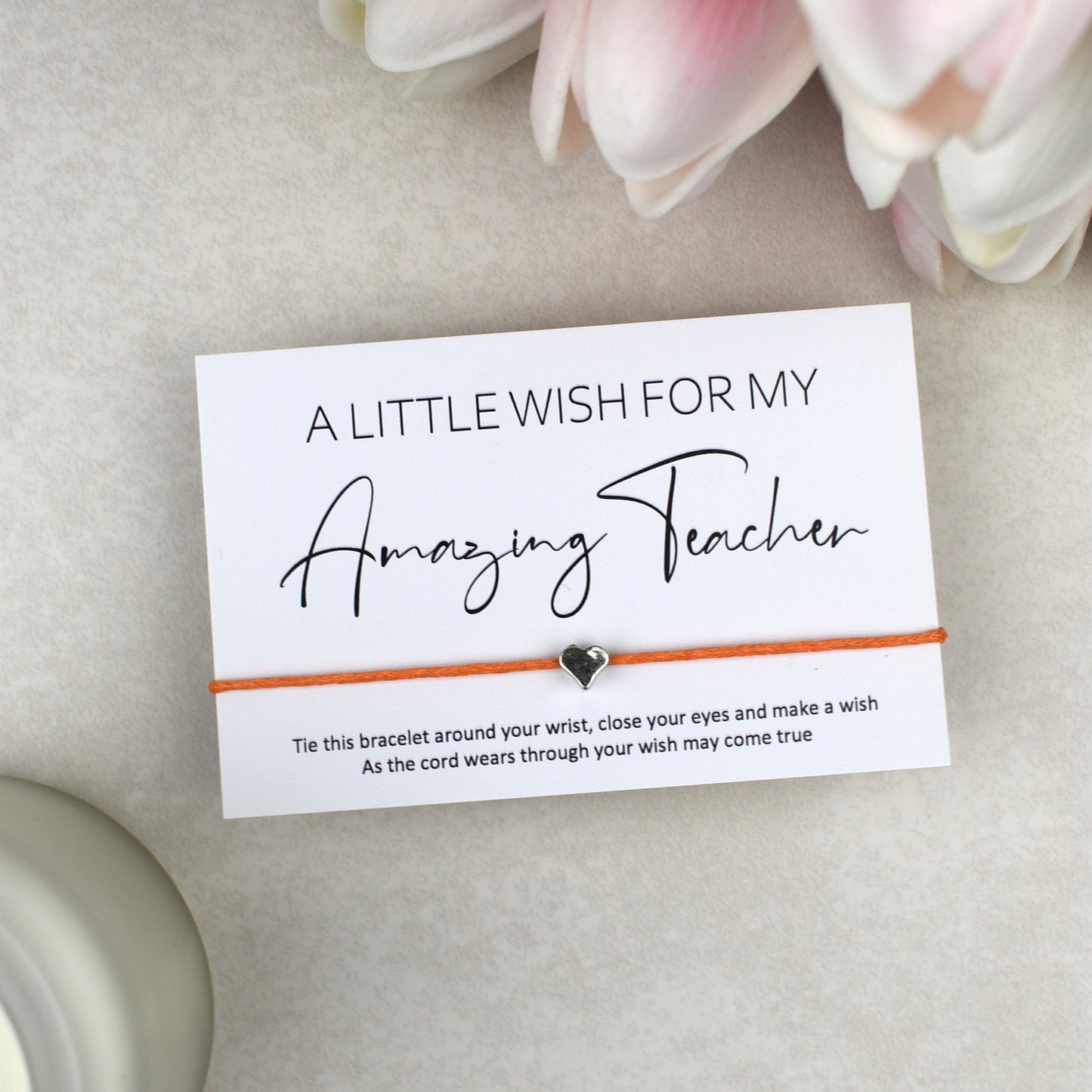 CLEARANCE - A Little Wish For My Amazing Teacher Wish Bracelet | Heart Charm