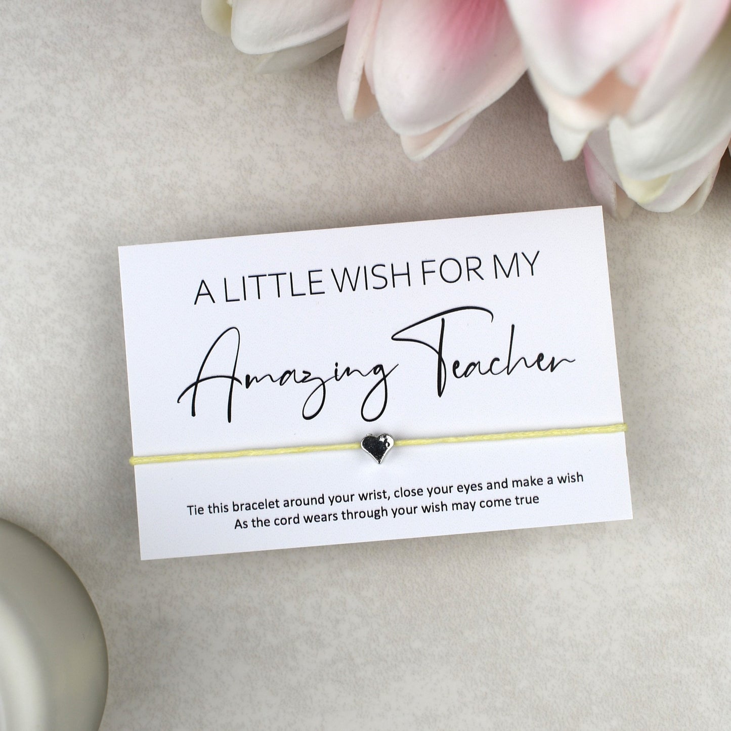 CLEARANCE - A Little Wish For My Amazing Teacher Wish Bracelet | Heart Charm