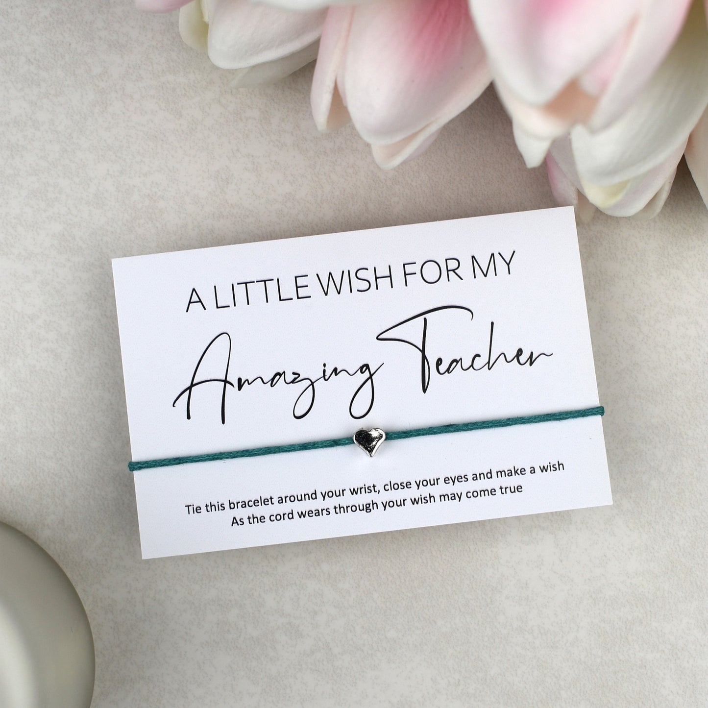 CLEARANCE - A Little Wish For My Amazing Teacher Wish Bracelet | Heart Charm