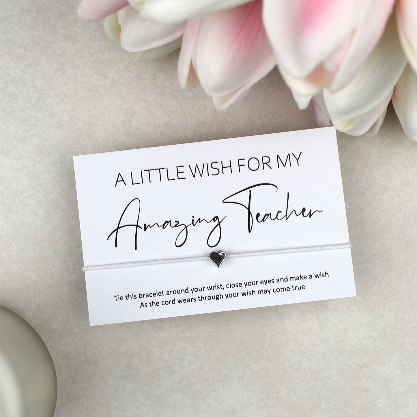 CLEARANCE - A Little Wish For My Amazing Teacher Wish Bracelet | Heart Charm