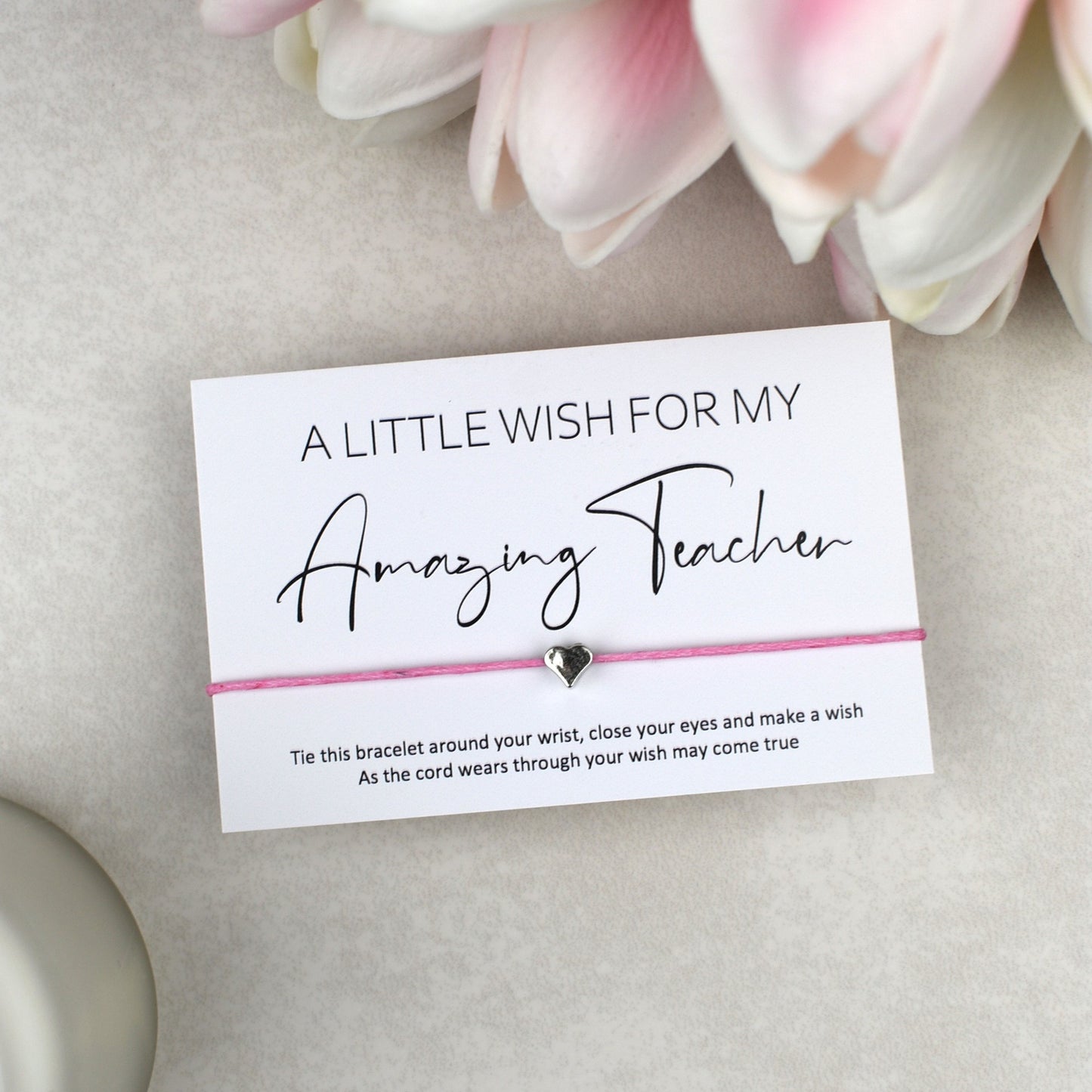 CLEARANCE - A Little Wish For My Amazing Teacher Wish Bracelet | Heart Charm