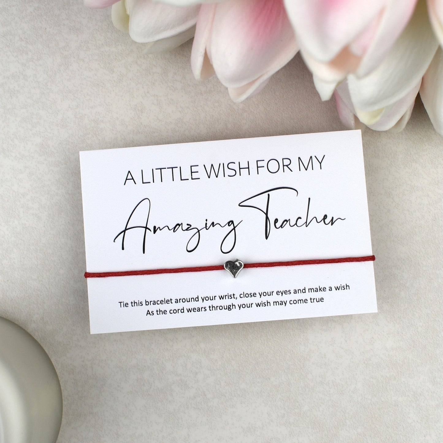CLEARANCE - A Little Wish For My Amazing Teacher Wish Bracelet | Heart Charm