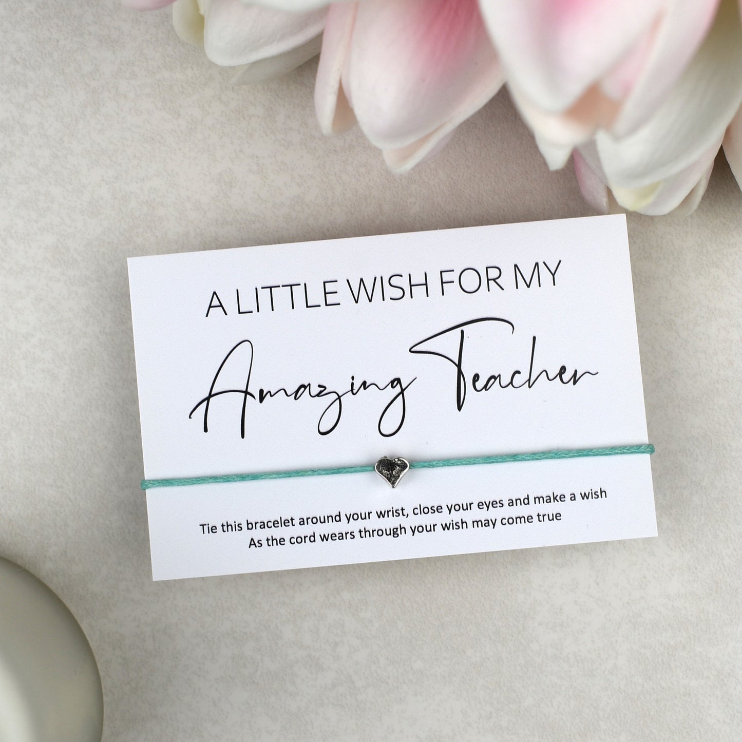 CLEARANCE - A Little Wish For My Amazing Teacher Wish Bracelet | Heart Charm