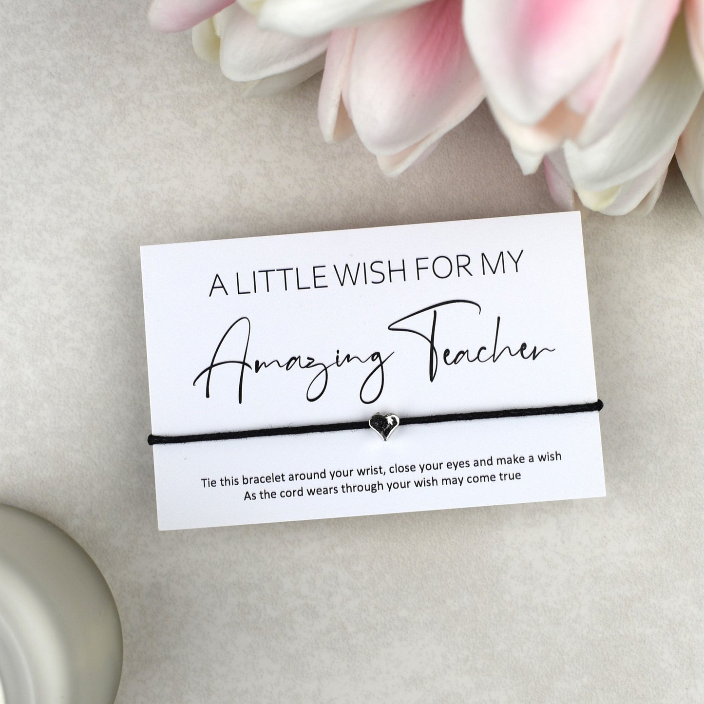 CLEARANCE - A Little Wish For My Amazing Teacher Wish Bracelet | Heart Charm