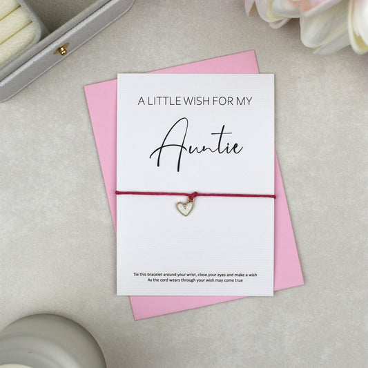 CLEARANCE - A Little Wish For My Auntie Wish Bracelet | Heart Charm