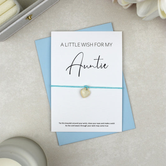 CLEARANCE - A Little Wish For My Auntie Wish Bracelet | Heart Charm