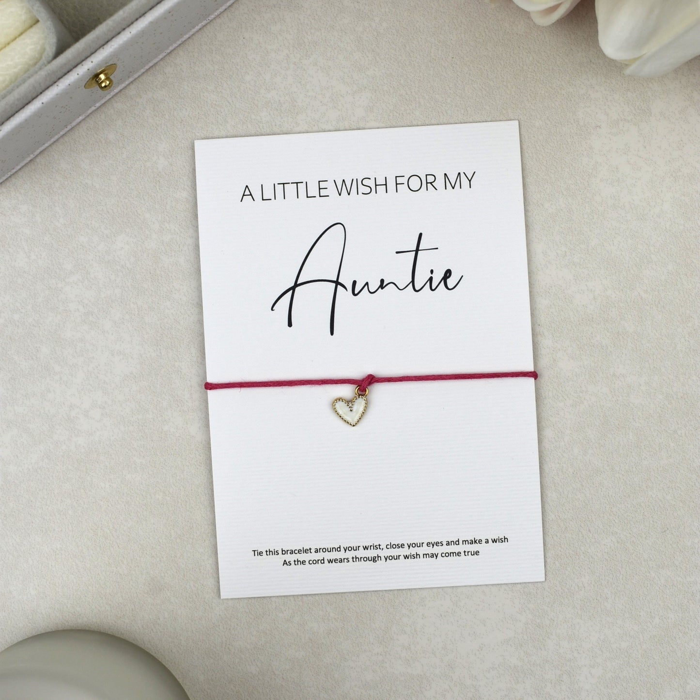 CLEARANCE - A Little Wish For My Auntie Wish Bracelet | Heart Charm